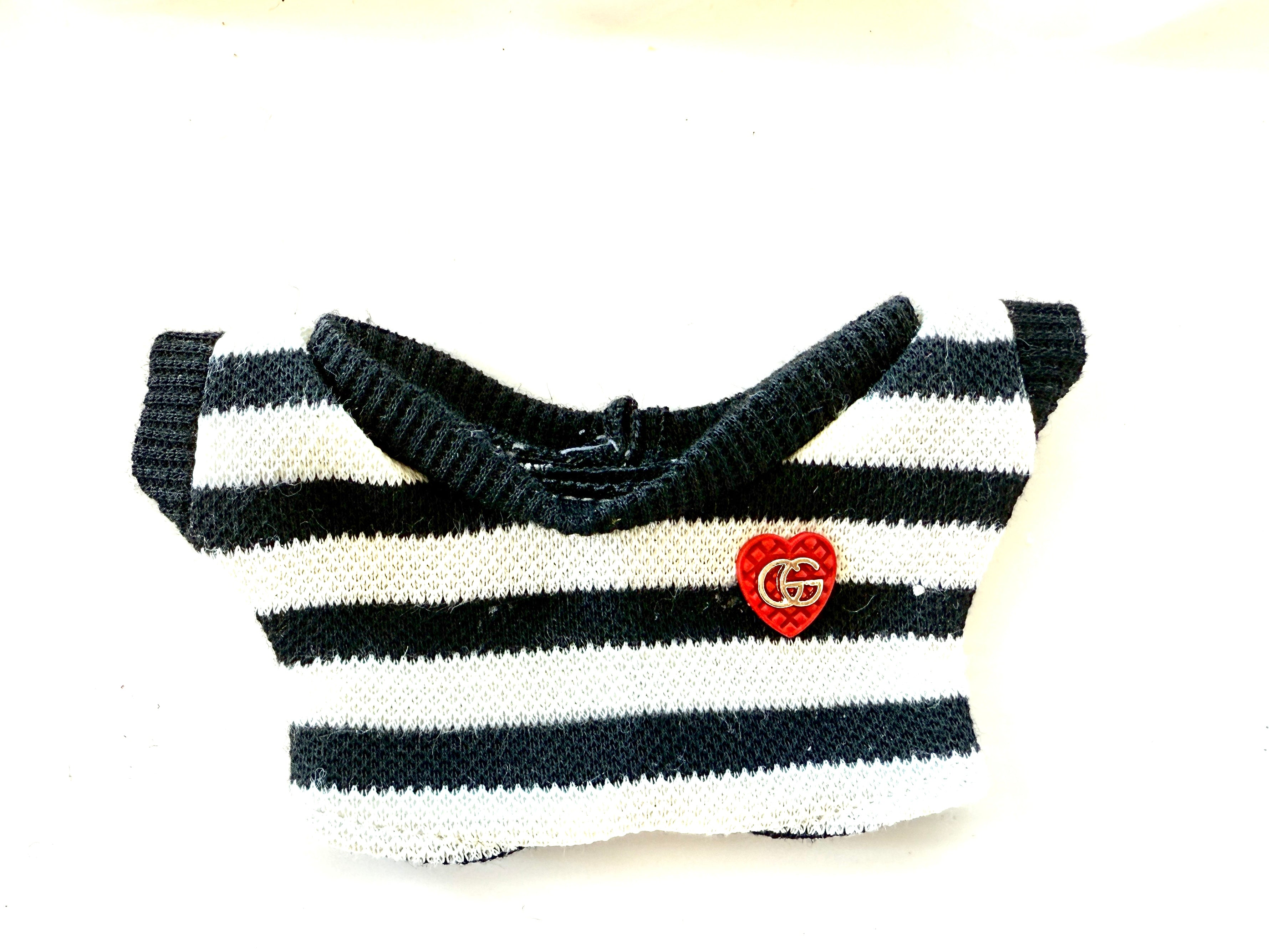 Gucci Inspired Black and White Striped Heart Icon Piqué Tee