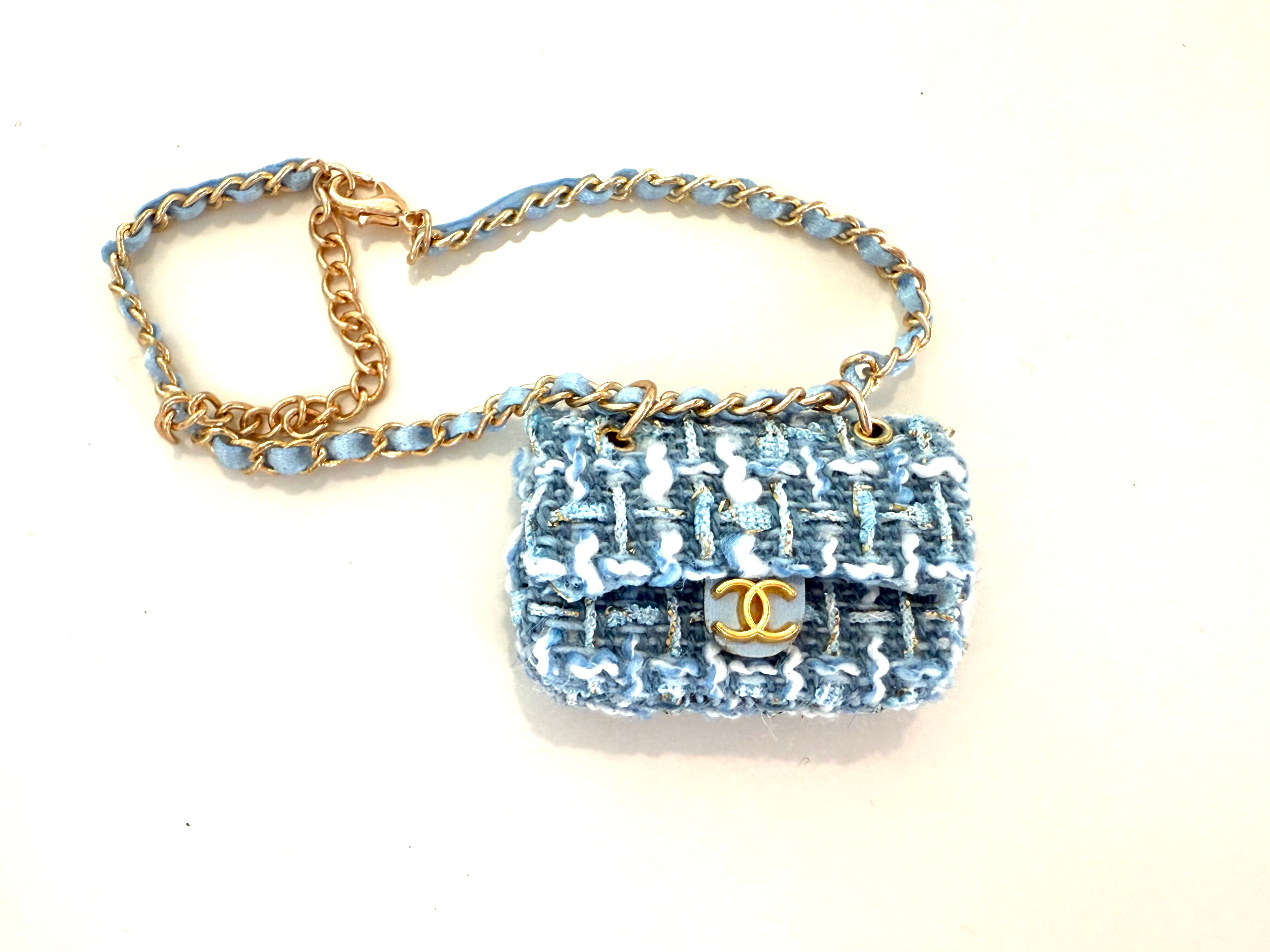 Blue CC Tweed Classic Flap Bag