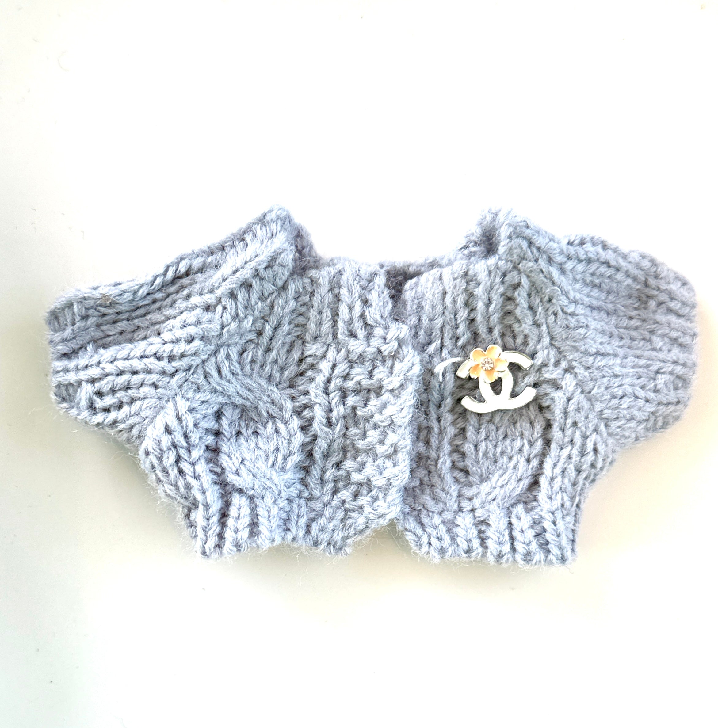 Chanel Inspired Grey Cable Knit Cardigan Sweater