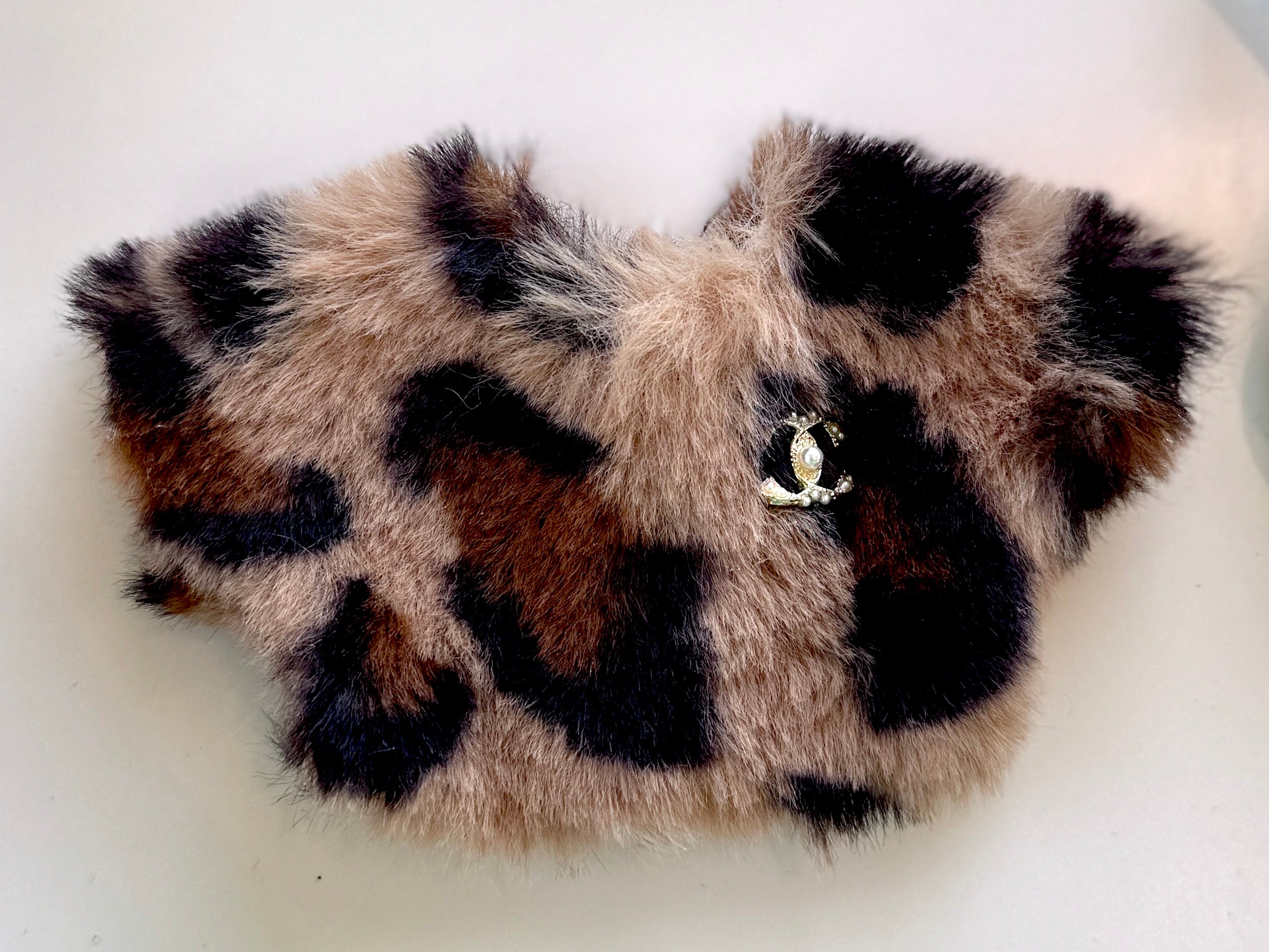 Chanel Inspired Faux Fur Leopard Bolero