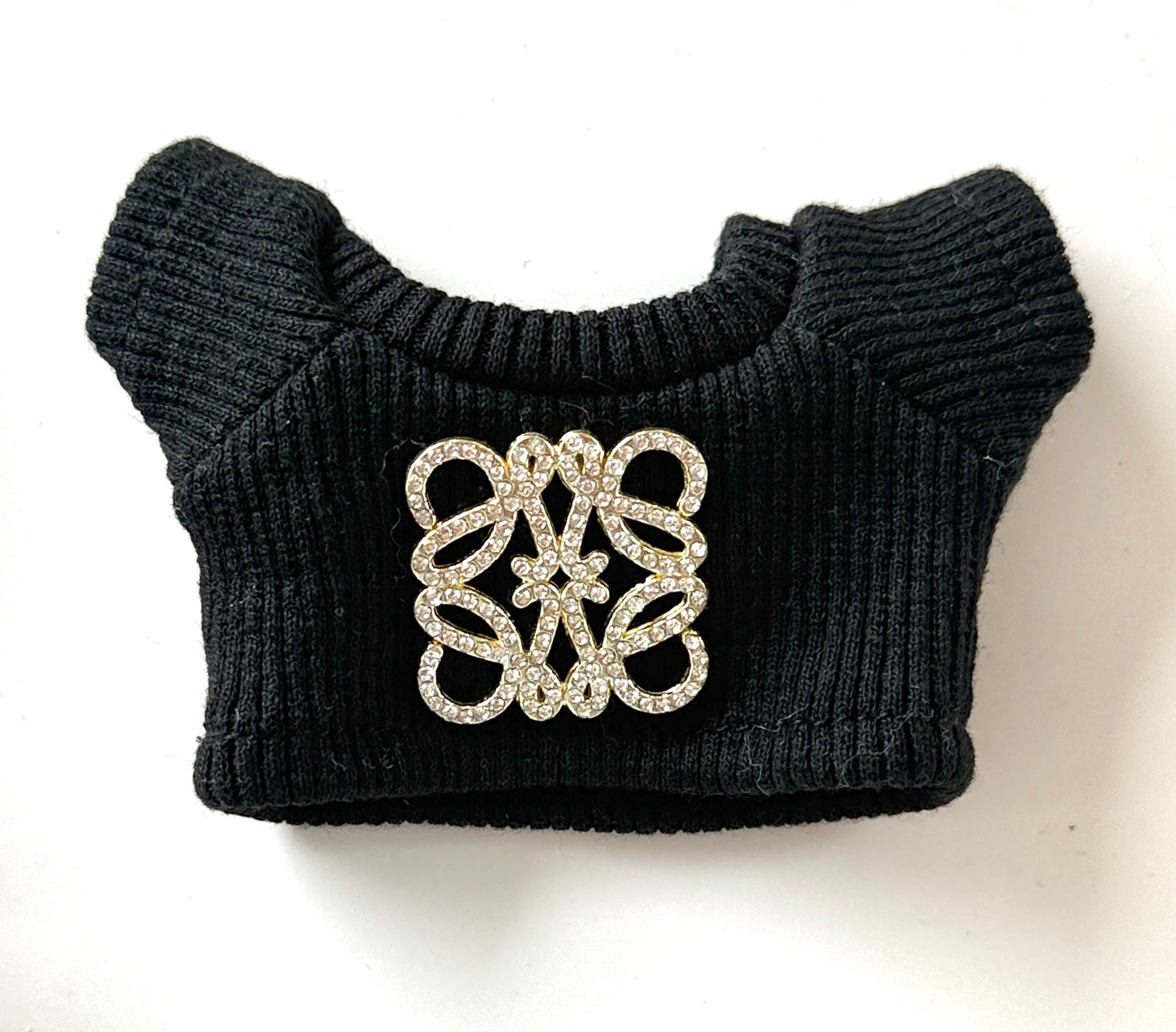 Loewe Inspired Black Ribbed Tee