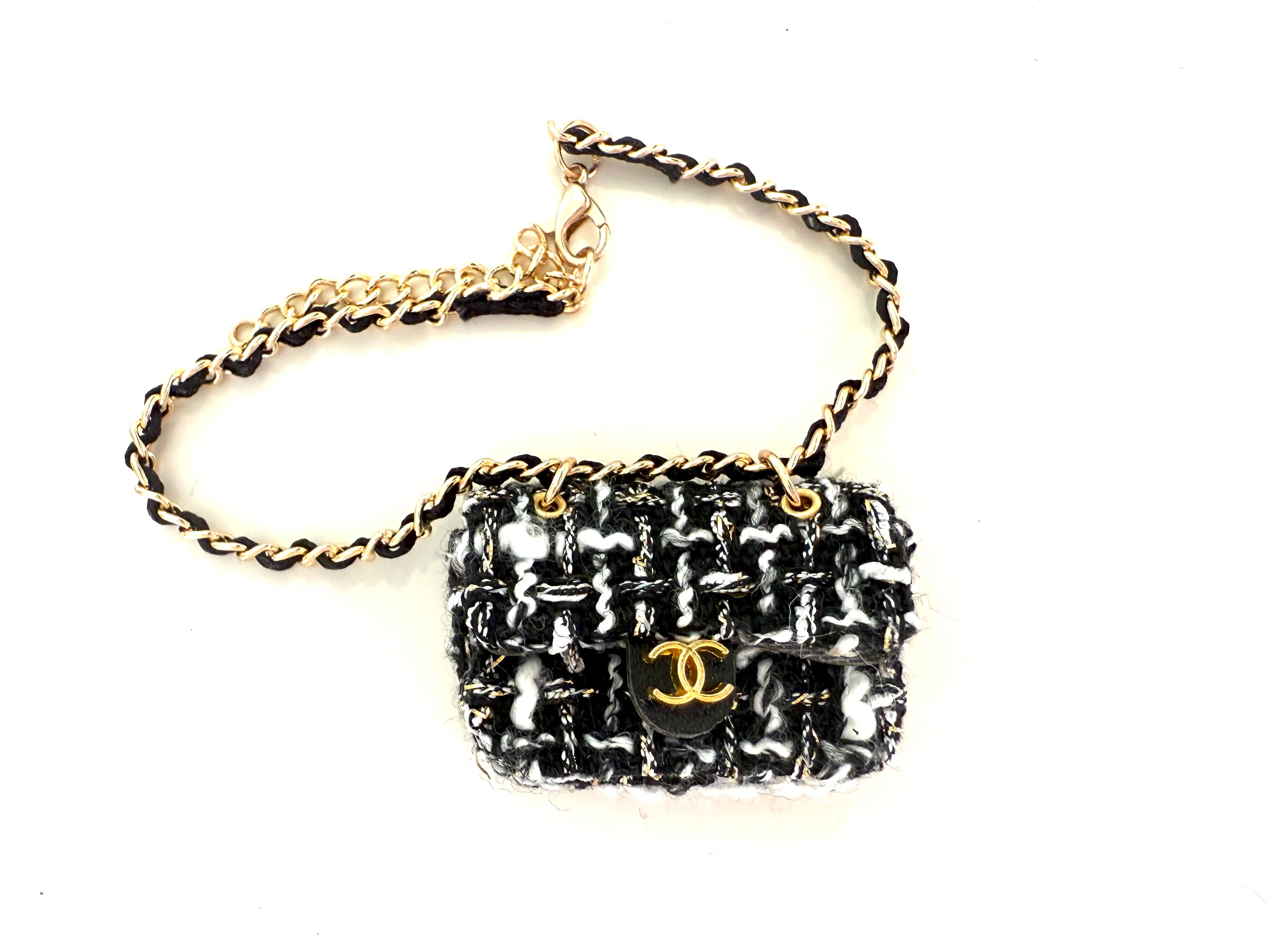 Black and White Tweed Classic Flap Bag